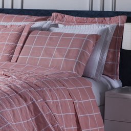 Jogo de Lençol Cama Solteiro 3 Peças Algodão 160 Fios Grid Rosa - Marina Enxovais - 3 Jogo de Lençol Cama Solteiro 3 Peças Algodão 160 Fios Grid Rosa - Marina Enxovais - 3