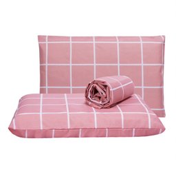 Jogo de Lençol Cama Solteiro 3 Peças Algodão 160 Fios Grid Rosa - Marina Enxovais - 5 Jogo de Lençol Cama Solteiro 3 Peças Algodão 160 Fios Grid Rosa - Marina Enxovais - 5