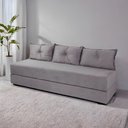Ver imagem 1 de Sofá Cama 3em1 em Tecido Suede com Almofadas - Sofá que Vira Cama Multifuncional :cinza