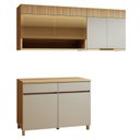 Ver imagem 2 de Cozinha Completa Modulada 3 Peças 5 Portas 2 Gavetas 100% MDF Realeza Premium Bege/Carvalho/Greige