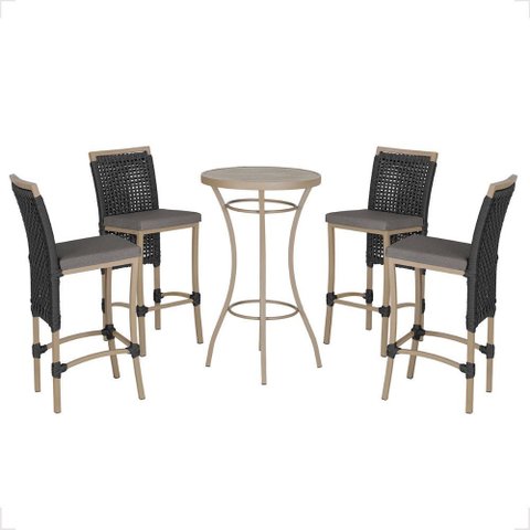 Mesa Bistro e 4 Banquetas Roma Fendi Corda Náutica 11 Trama Original