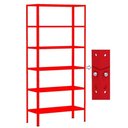 Ver imagem 2 de Estante Armário de Aço 6 Bandejas Vermelha Suporta 180kg