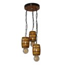 Ver imagem 7 de Luminária Lustre Pendente Barril Triplo de Madeira Maciça Colonial Retrô - Cerejeira + Lâmpadas