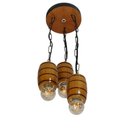 Ver imagem 5 de Luminária Lustre Pendente Barril Triplo de Madeira Maciça Colonial Retrô - Cerejeira + Lâmpadas