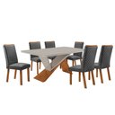 Ver imagem 1 de Mesa de Jantar Yasmin 180cm Tampo Mdf Vidro Canto Copo com 6 Cadeiras Lira