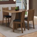 Ver imagem 1 de Conjunto Sala de Jantar Mesa Tampo de Madeira 4 Cadeiras Rustic/crema/preto Marilyn Madesa