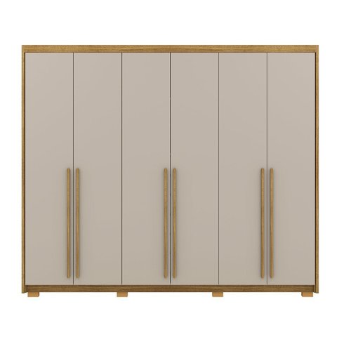 Guarda-roupa Casal 6 Portas 3 Gavetas 100% Mdf Dukai Nature/fendi