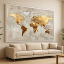 Ver imagem 1 de Quadro Mapa Mundi Moderno Aurora Dourada - 123x83cm