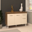 Ver imagem 3 de Balcão Gabinete para Pia 118 Cm Cozinha Aline Savana Off White com Tampo Tampão 120 Cm Savana