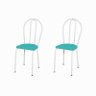 Kit com 2 Cadeiras 004 America Cromo Branca/azul Turquessa - Artefamol - 1