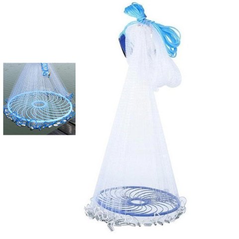 Tarrafa Chinesa Rede Pesca Pescaria Disco Malha 5 Peixe Mar 4 Metros Multifilamento Resistente LEVA 