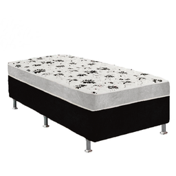 Cama Box Solteiro Suede Preto + Colchão Solteiro Suede Cinza Espuma 88x188x55 - 1