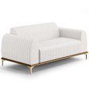 Ver imagem 1 de Sofá 3 Lugares para Sala de Estar Molino 210 Cm D02 Pés D'ouro Corano Branco C-12 - Lyam Decor