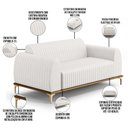 Ver imagem 4 de Sofá 3 Lugares para Sala de Estar Molino 210 Cm D02 Pés D'ouro Corano Branco C-12 - Lyam Decor