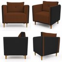 Ver imagem 6 de Kit 2 Poltronas Decorativas Aviv para Sala de Estar Corino e Linho Cinza Ammê Estofados