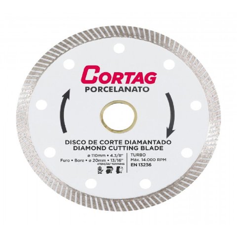 Disco de Corte Porcelanato Turbo 4.3/8 110mm - Cortag