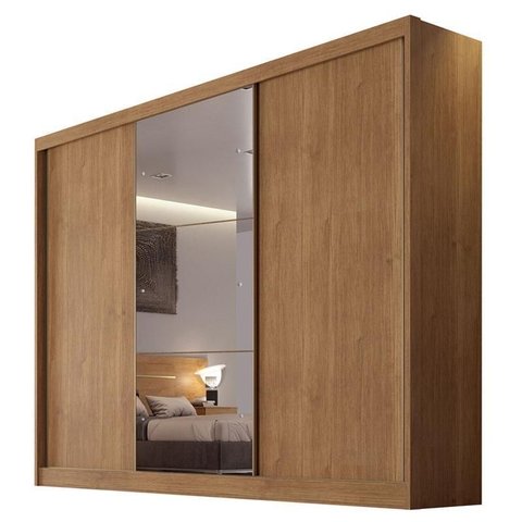 Guarda Roupa Casal Duna 3 Portas 6 Gavetas Cumaru 23 com Espelho – Novo Horizonte