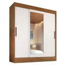 Ver imagem 2 de Guarda-roupa Solteiro Marselha 3 Portas 2 Gavetas com Espelho Off White/nogueira - Doripel Móveis