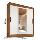 Ver imagem 4 de Guarda-roupa Solteiro Marselha 3 Portas 2 Gavetas com Espelho Off White/nogueira - Doripel Móveis