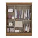 Ver imagem 3 de Guarda-roupa Solteiro Marselha 3 Portas 2 Gavetas com Espelho Off White/nogueira - Doripel Móveis
