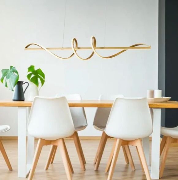 Lustre Pendente Led 63w Espiral W 100cm Dourado 3000k Bivolt - 2