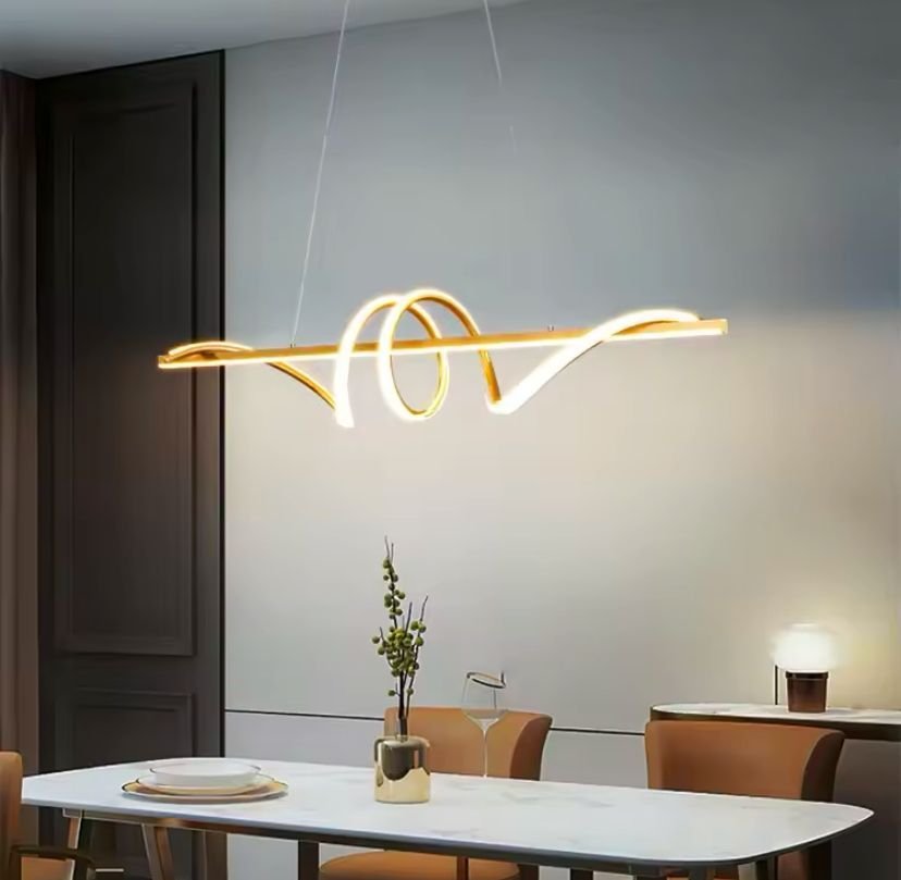 Lustre Pendente Led 63w Espiral W 100cm Dourado 3000k Bivolt - 5