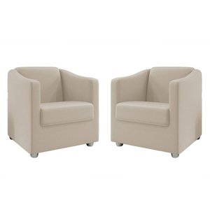 Kit 2 Poltronas Tina para Salão de Beleza Suede Bege W&d Decor