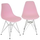 Ver imagem 1 de Kit 2 Cadeiras Charles Eames Eiffel Base Metal Cromado Rosa