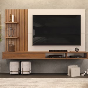 Painel Para Tv até 60 Polegadas Ripado com Nichos Bento