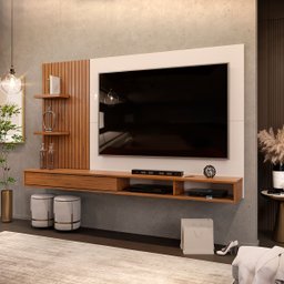Painel Para Tv até 60 Polegadas Ripado com Nichos Bento - 5