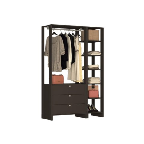 Estante Closet Yes 120cm 1 Cabideiro e 6 Nichos - Grafite