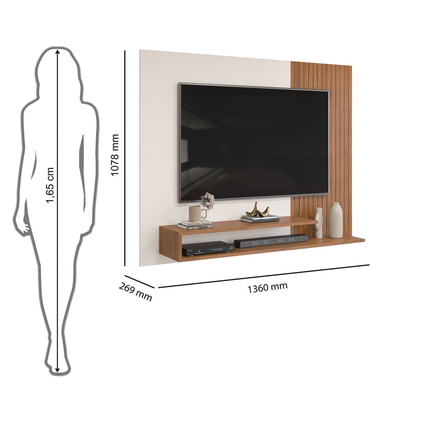 Painel para TV até 50 Polegadas 2 Prateleiras Nando DJ Móveis - 3