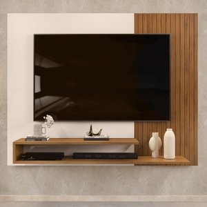 Painel Para Tv Ate 50 Polegadas Ripado 2 Prateleiras Nando