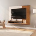 Ver mais imagens de Painel Ripado para TV até 50 Polegadas MDF 136CMX107,8cm 2 Prateleiras Nando Branco