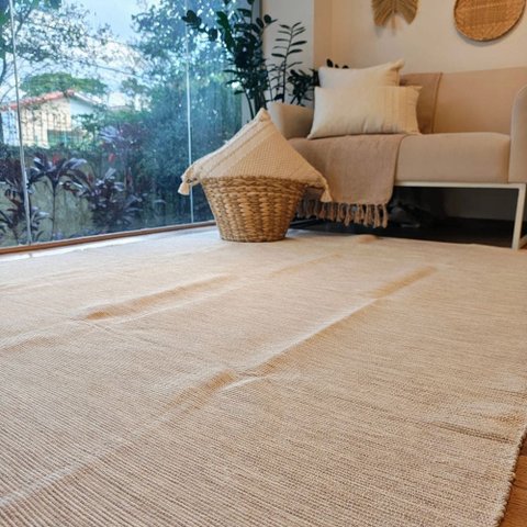Tapete Artesanal Algodão Sala Quarto Slim Fendi Claro Mesclado 250 x 400