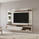 Ver imagem 5 de Painel para Tv até 60 Polegadas 1 Porta Basculante Curva e Espelho com 2 Prateleiras Vidro Ravi