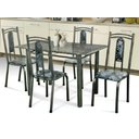 Ver imagem 1 de Mesa Tubular Madri Max 4 Cadeiras Prata com Tampo Granito Ocre 1,20x0,75m Tubulares Vitoria