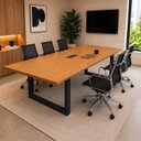 Ver imagem 1 de Mesa Reunião Escritório 200x90cm com 1 Caixa de Tomadas Pés em Metal Industrial Executive
