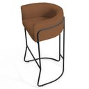 Ver imagem 4 de 3 Banquetas Base Aço Preto Betina B-262 Veludo Telha Domi