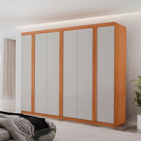 Guarda Roupa Casal Ortiz MDF com 6 Portas 2 Gavetas Moderna Mobília