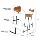 Ver imagem 7 de Kit 8 Banquetas Alta Astra com Encosto Base Metálica - Pallazio