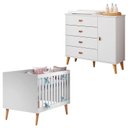 Ver imagem 1 de Berço Americano Ludmila com Cômoda Infantil Duda Branco Acetinado Bétula - Carolina