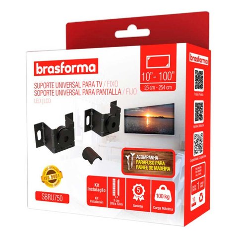 Suporte para Tv /monitor de 10 até 100 Preto Brasforma Sbru750