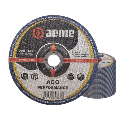 Disco Desbaste Aeme Aço/inox Dda 503 7x1/4x7/8 (178x6.4x22.22) 25 Unidades