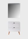 Ver imagem 1 de Gabinete para Banheiro com Tampo e Espelheira 80cm Retro Mdf Branco Milano - On Móveis