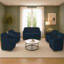 Ver imagem 1 de Kit Namoradeira + 4 Poltronas Decorativas para Sala Mila Suede Cores Pé de Plastico Cromado