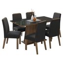 Ver imagem 2 de Conjunto Sala de Jantar Tampo de Vidro 6 Cadeiras Rustic/Preto/Oxford Tulipa Madesa