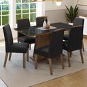 Ver imagem 1 de Conjunto Sala de Jantar Tampo de Vidro 6 Cadeiras Rustic/Preto/Oxford Tulipa Madesa