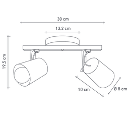 Spot Trilho de Sobrepor Moderno Direcionável Fokus 2 Lâmpadas E27 Bivolt:Branco/110V/220V - 3