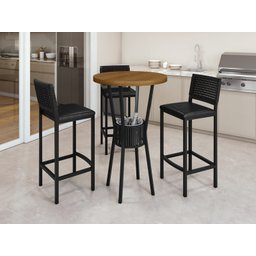 Bistrô Completo Ripado com Cooler com 3 Banquetas - Bar - Paonanda Decor - 1